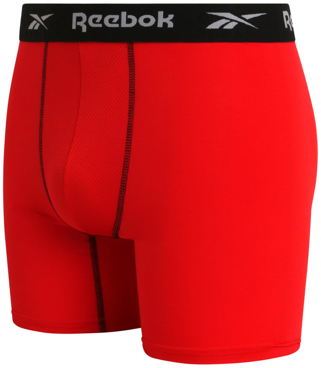 Reebok Men's Active Underwear - Performance Boxer Briefs (4 Pack), Size Medium, BlackRedGrey