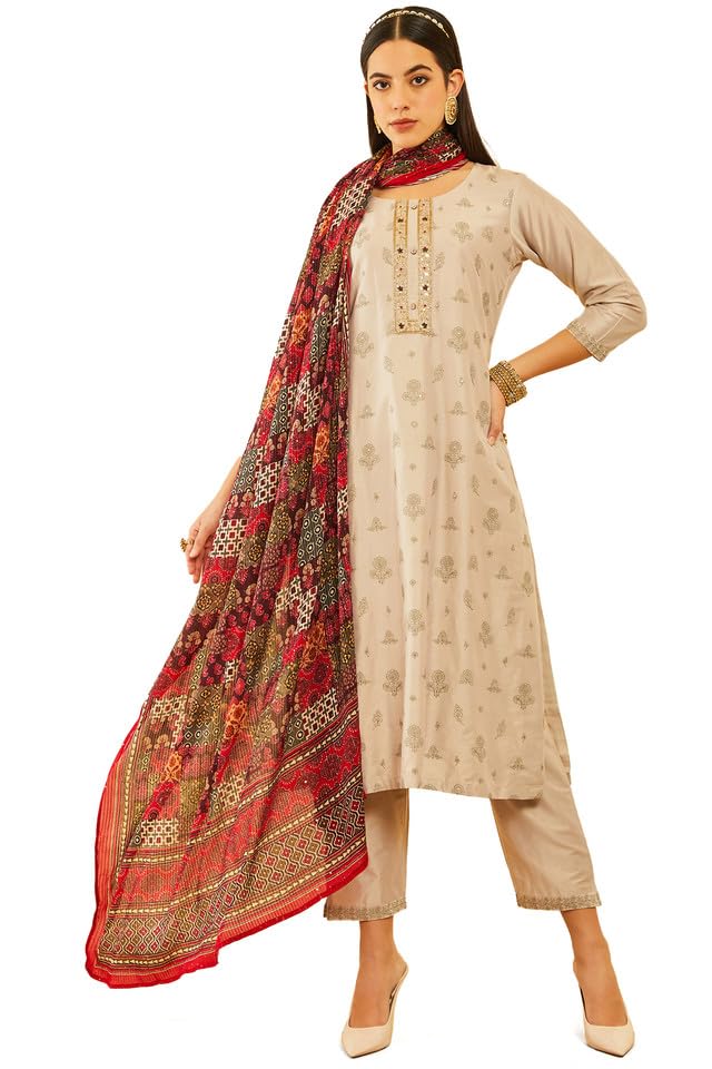 Soch Women Silk Blend Embroidered Suit Set with Cutdana