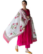 Anni Designer WomenS Rayon Viscose Solid A-Line Kurta With Pant & Dupatta (Ishanya Pink_Xxl_Pink_Xx-Large)