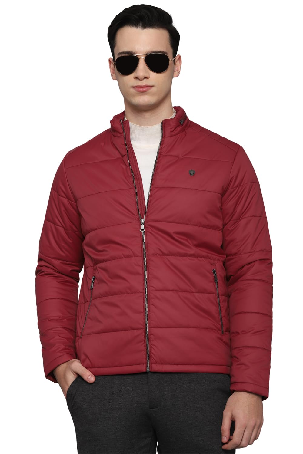 Louis Philippe Polyester MenS A-Line Coat (Lpjkmrgfm21267_Red, Short Length, Xl