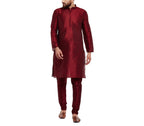 SOJANYA (Since 1958 Mens Dupion Silk Classic Solid ONLY Long Kurta Maroon