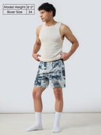 The Souled Store Jaws: Bigger Boat Men and Boys Pull On Blue All Over Printed Regular Fit Cotton Boxer Shorts