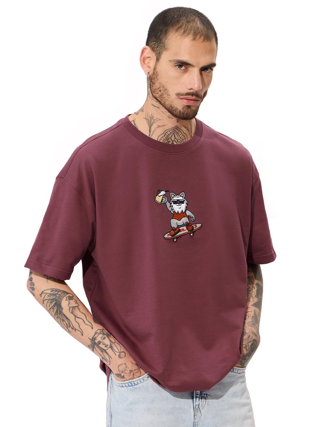 The Souled Store Official The Beatles: Yellow Submarine Oversized T-Shirt for Men Boys Cotton Casual Half Sleeves Baggy Loose Fi