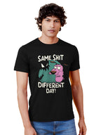 The Souled Store |Courage Same Shit Round Neck Mens and Boys T-Shirt |Half Sleeve Graphic Printed | 100% Cotton Black Color T-Sh