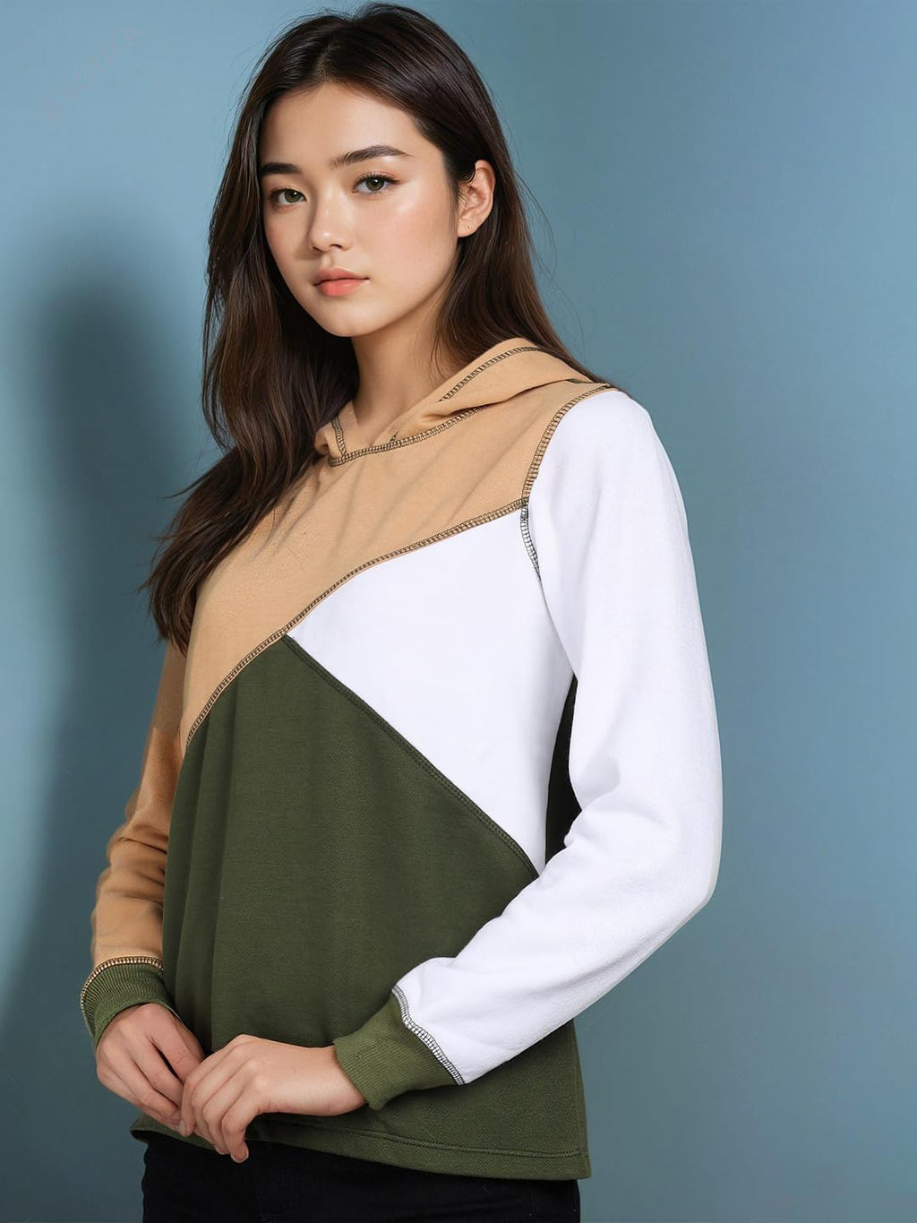 Kotty WomenS Butterfly Print & Colorblock Hooded Sweatshirts(Multicolor,S)