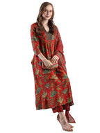 ANNI DESIGNER Womens Rayon Blend Anarkali Printed Kurta with Palazzo & Dupatta (CIA RED-VKS06_M_Red_Medium)