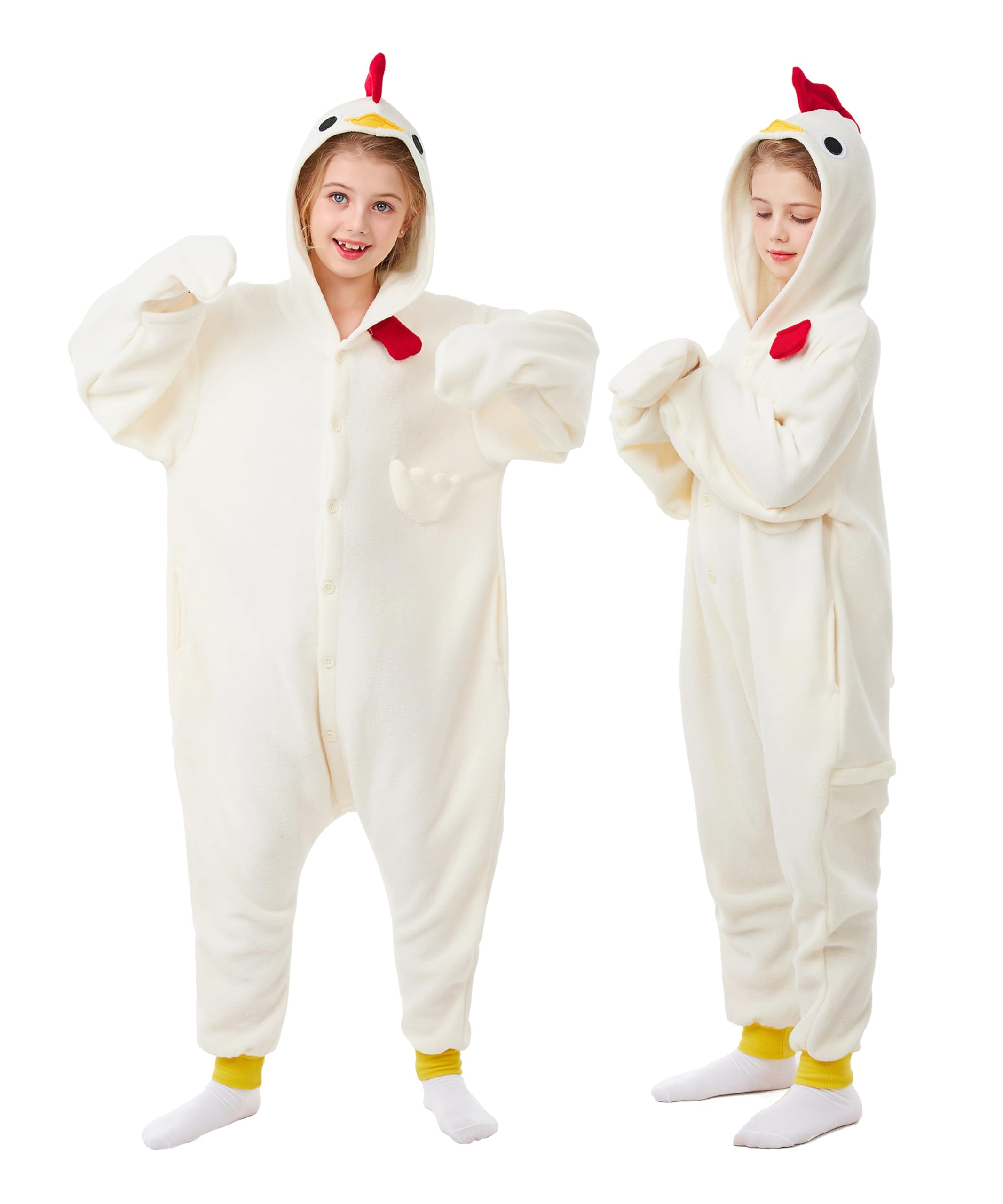 CANASOUR Unisex Halloween Kids Chicken Onesie For 10-12 Years Girls Costume Party Cosplay Pyjamas (Height 56-59    10 Years,Chic
