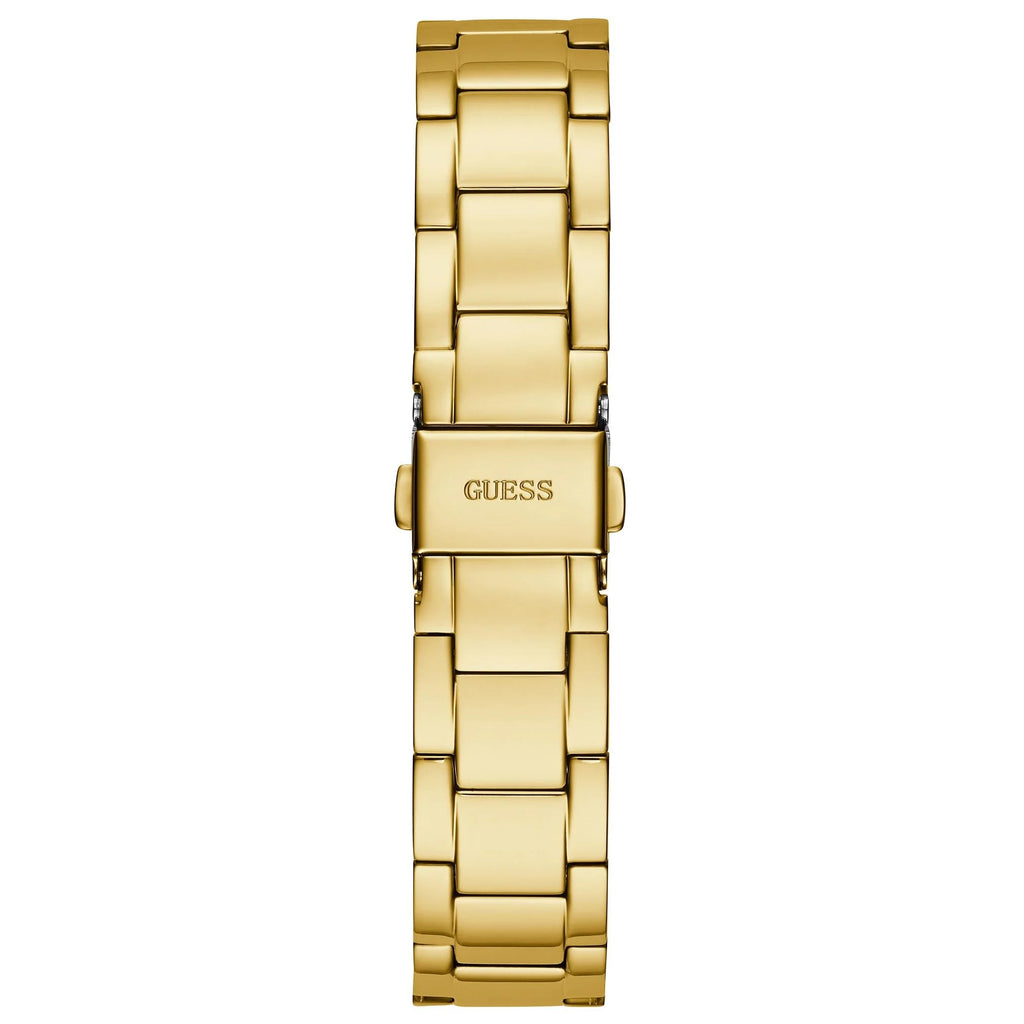 GUESS Ladies Trend Clear 36mm Watch - Glitz Dial with Gold-Tone Stainless Steel Case & Bracelet
