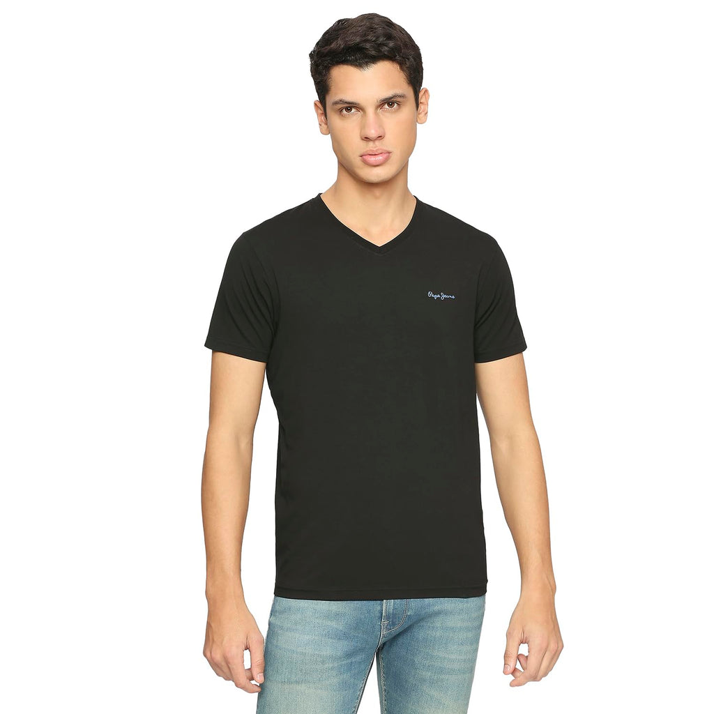 Pepe Jeans MenS Solid Slim Fit T-Shirt (Pm509199_Black