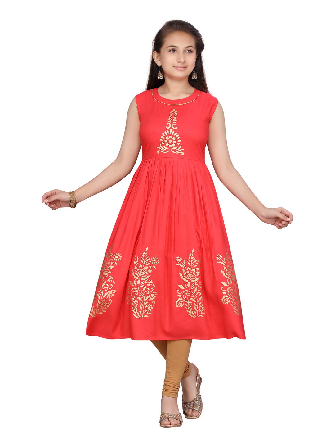 Aarika Girls Cotton Regular Tunic Shirt (JN_KURTI-K-60_Gajri