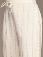 Anubhutee Women'S Viscose Rayon Ethnic Motifs Off White Embroidered A-Line Kurta Suit Set