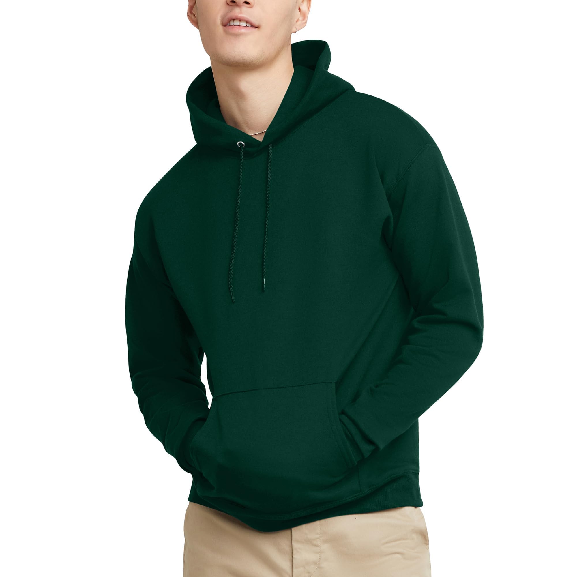 Hanes Men's Pullover EcoSmart Hooded Sweatshirt, Deep Forest, XX-Large