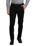 Turtle Men Poly Viscose Stretch Slim Fit Black Formal Trouser