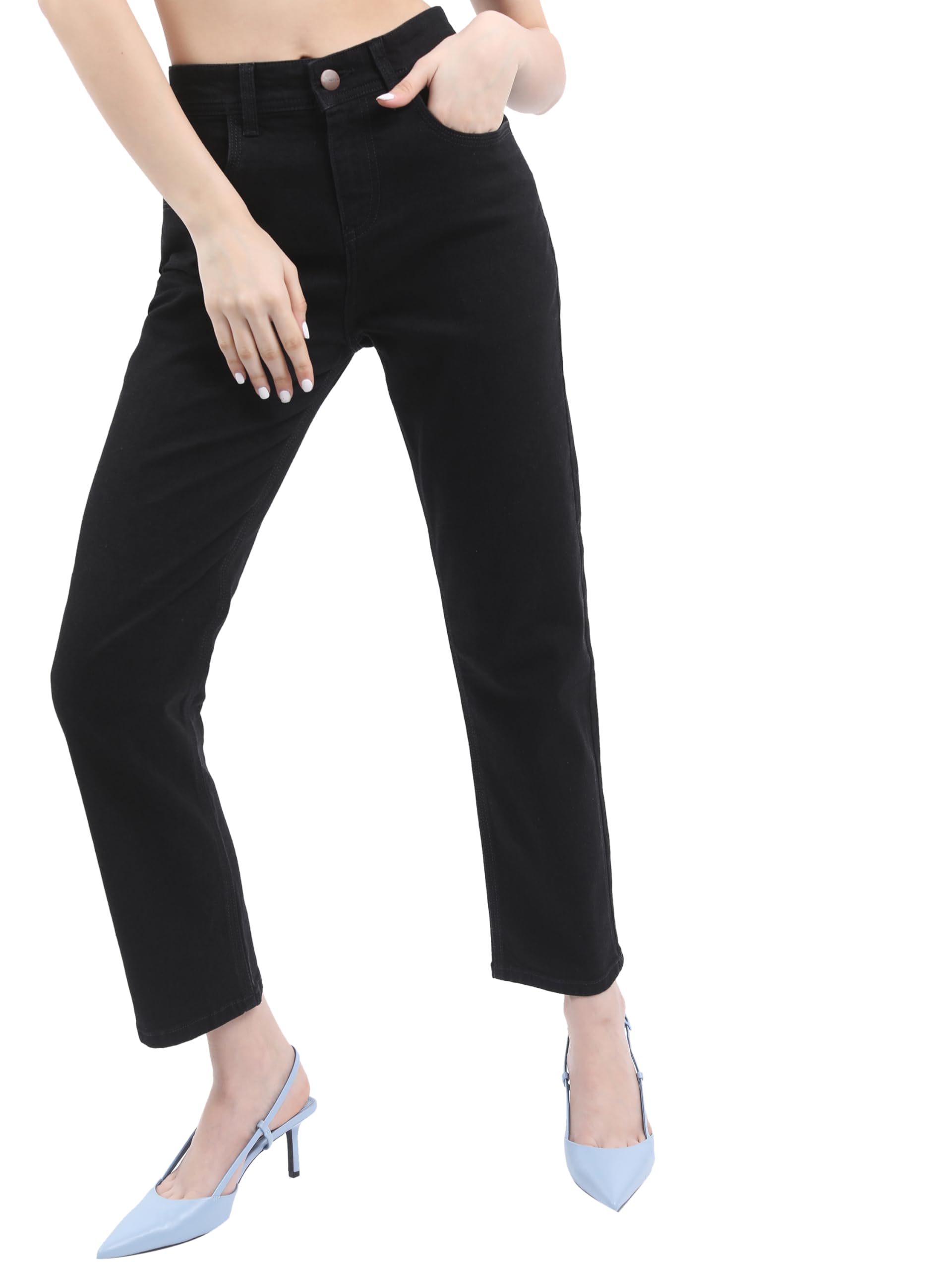 Ketch Women Mid Rise Regular Fit Jeans (Khjn000859_Black_32)