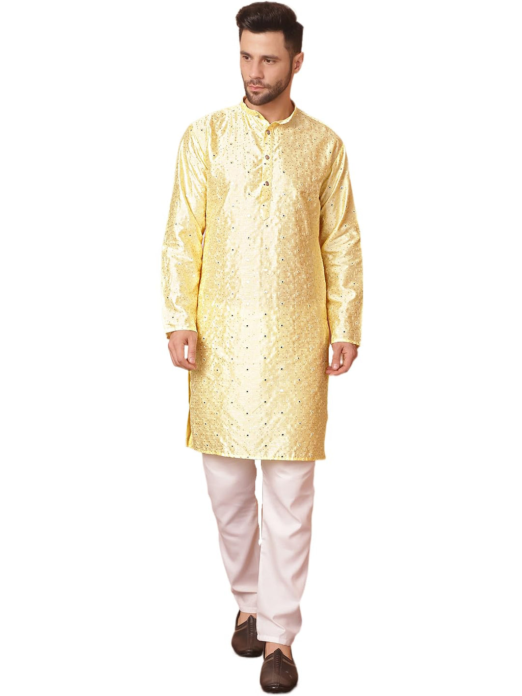 Jompers Mens Embroidered Mirror Work Kurta Pyjama Set