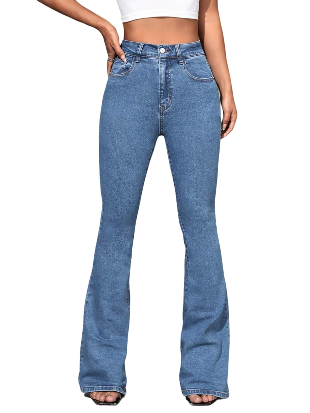 KOTTY Womens Cotton Lycra Blend Boot Cut Leg Jeans(Blue,26)