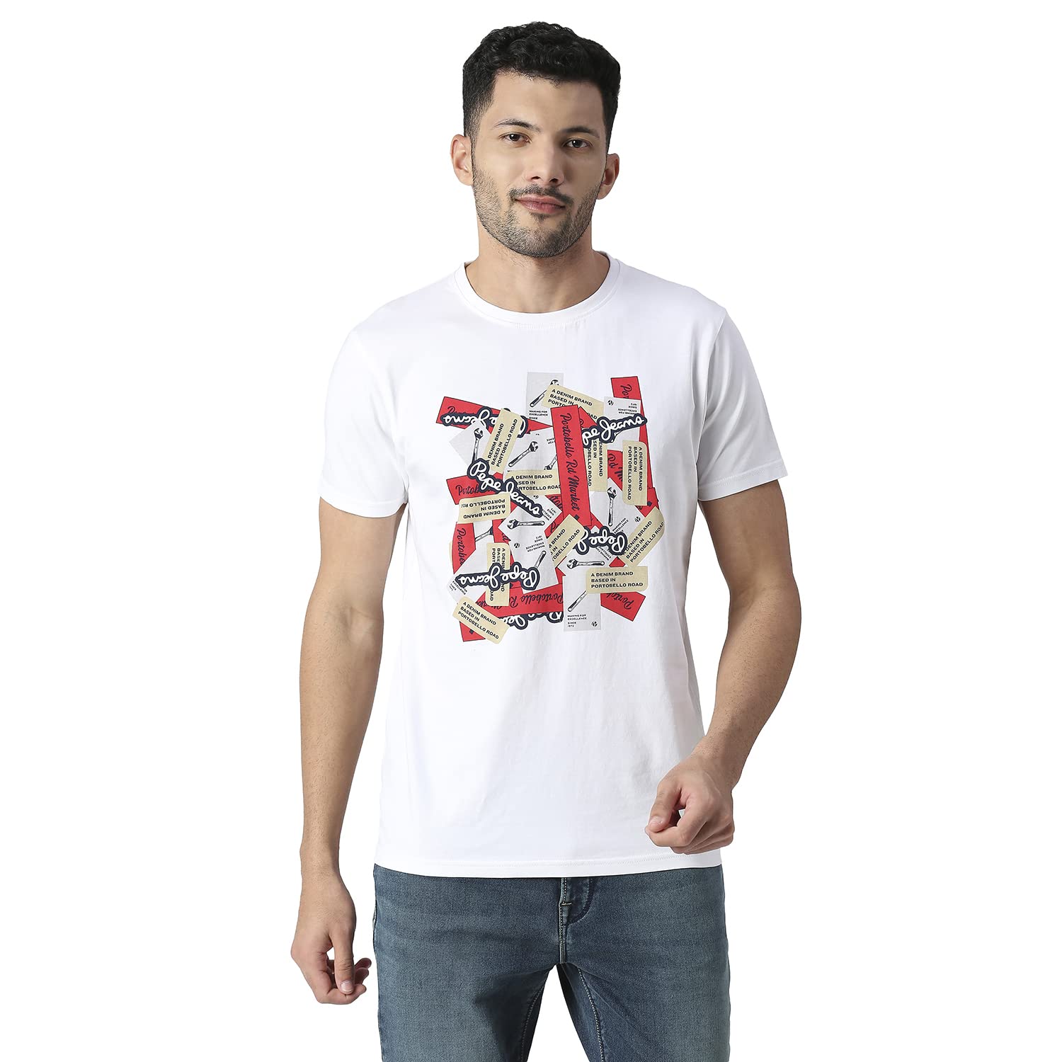 Pepe Jeans MenS Slim Fit T-Shirt (Pm509024800L_White
