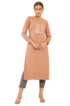 Soch Onion Pink Viscose Rayon Kurta With Embroidered Yoke