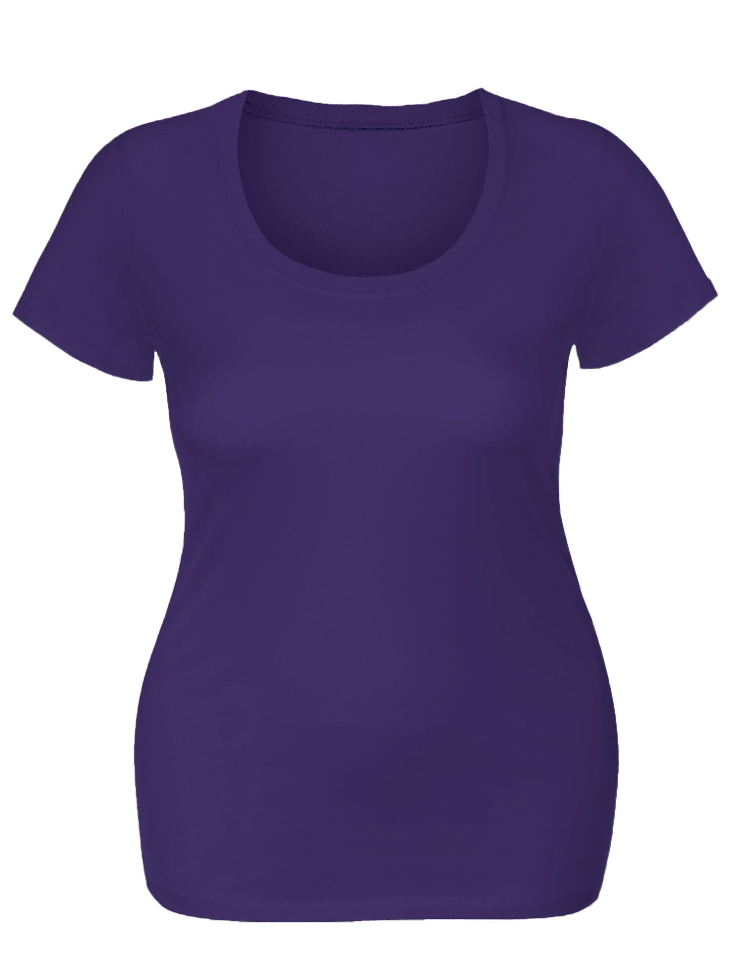 Emmalise Women's Short Sleeve Tshirt Scoop Neck Tee Shirt (2XL, Purple)