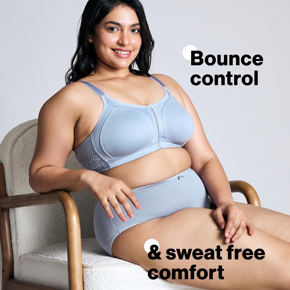 NYKD (NYB101 Cotton Non Padded & Non Wired Everyday Bra for Women | M-Frame Structure for Bounce Control with Full Coverage & Su