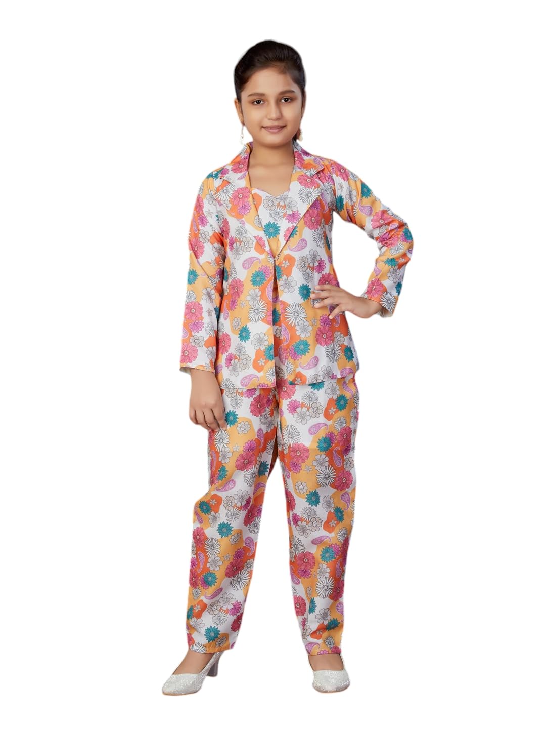 Aarika Girls Multi Colour Floral Print Cotton Co-ord Set- (5-15 Years)