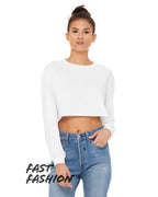 FWD Fashion Ladies cropped Long-Sleeve T-Shirt - WHITE - S(D0102H7KPF8)