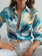 Indoprimo Satin Printed Stylish Shirt For Women