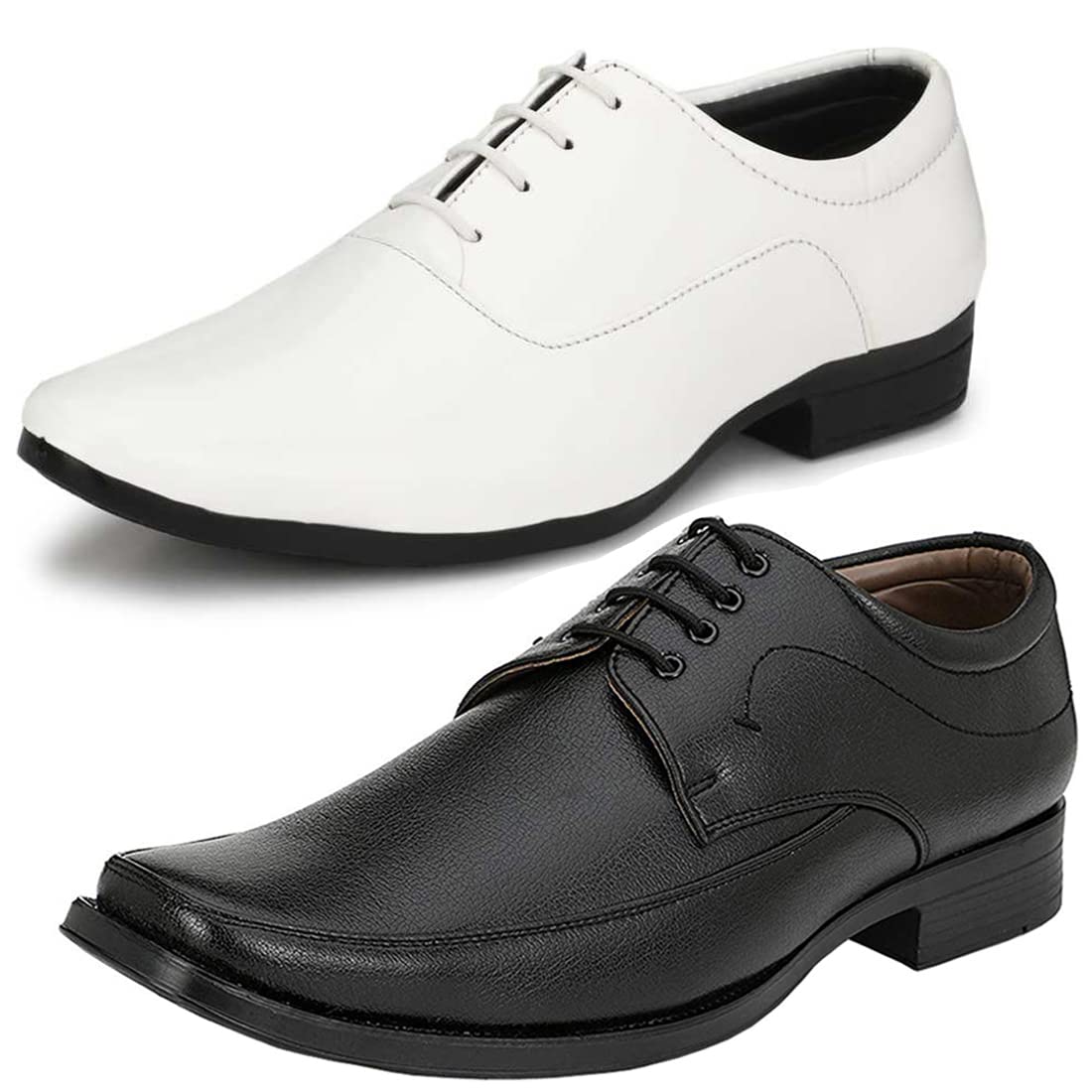 Graceful Formal Shoes/Party Shoes/ 2 Shoes Combo with Free Belt for Men and Boys (BAZAAR9007_VTR002BdrBlk006Wht1Brwn) Multi 7