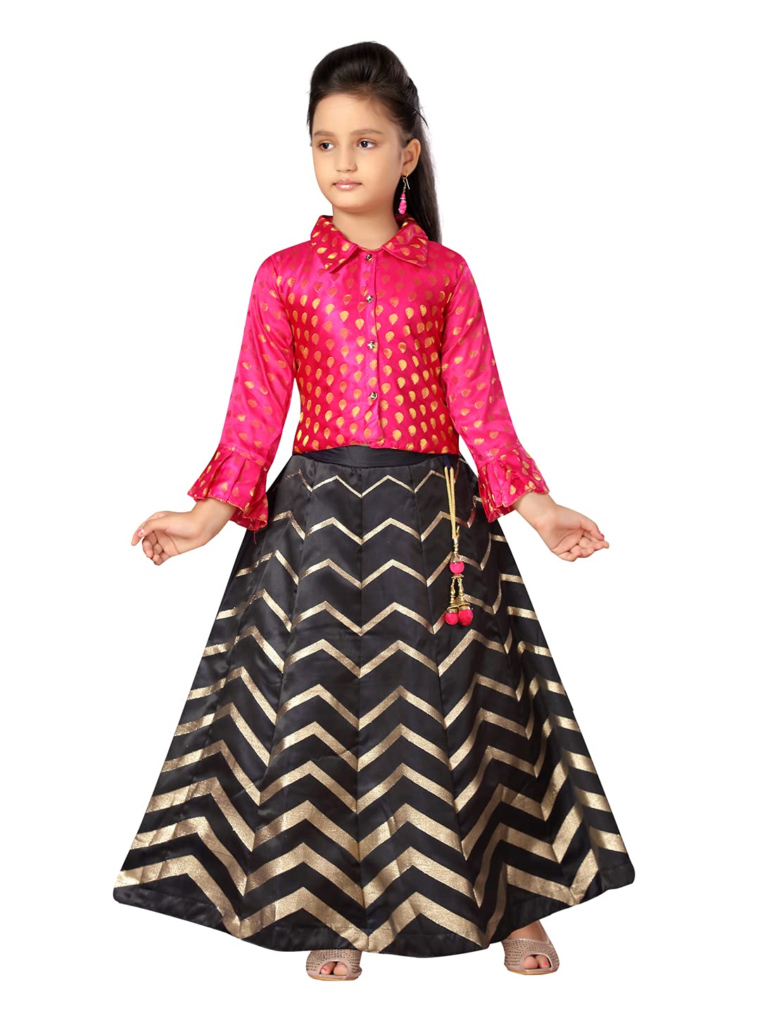Aarika GirlS Silk Lehenga Choli Set (Lch-18374_Rani_26)