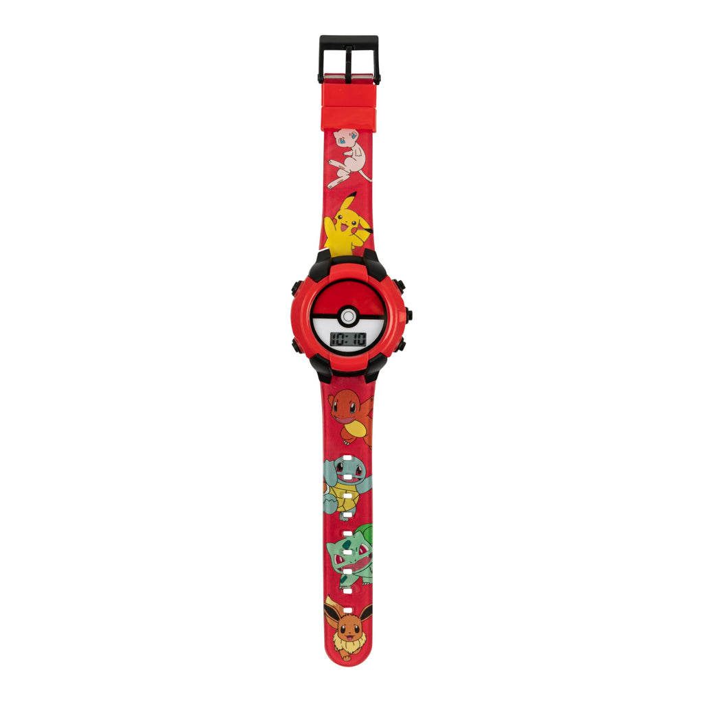 Accutime Kids Pokemon Pokeball Digital LCD Quartz Red Wrist Watch with Red Strap, Cool Inexpensive Gift & Party Favor for Boys,