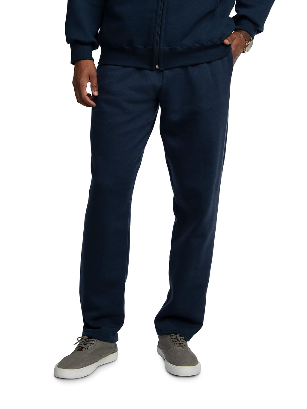 Fruit of the Loom Men's Eversoft Fleece Sweatpants with Pockets, Moisture Wicking & Breathable, Sizes S-4X, Navy, Small