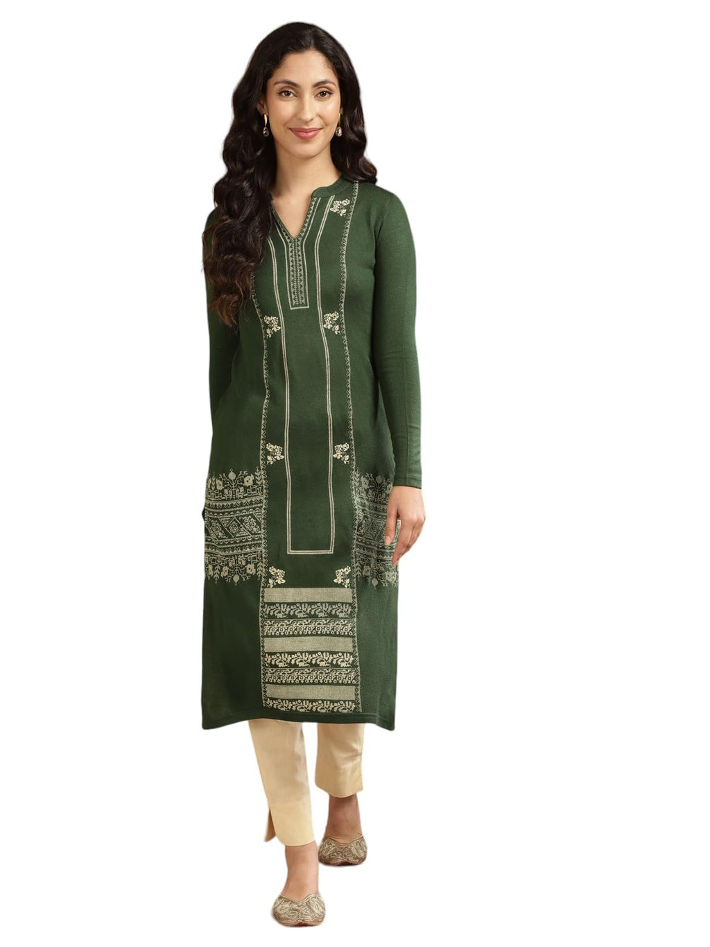 Rangita Green Acrylic Calf Length Printed Straight Kurti For Women | Kurta For Women_Xl