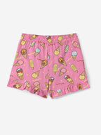 The Souled Store Garfield: Chillin Girls Elastic Pink All Over Printed Above Knee Length Regular Fit Cotton Shorts (2-8 Yrs)
