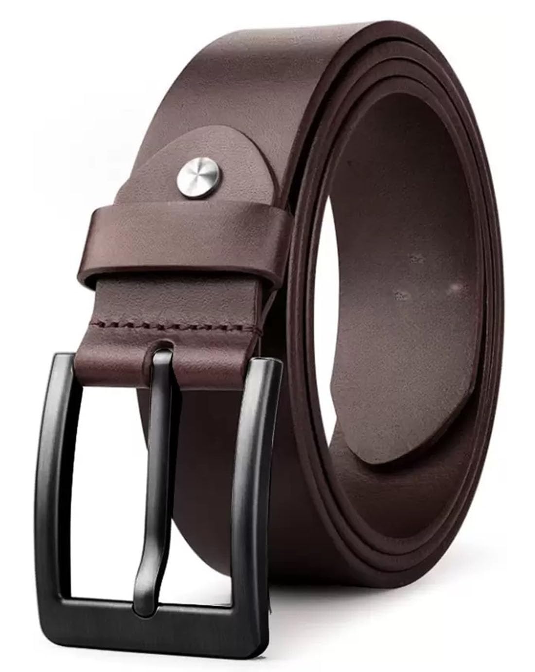 Sunshopping MenS Formal Genuine Leather Adjustable Pin Buckle Belt (Leath5) (34, Brown01) 34
