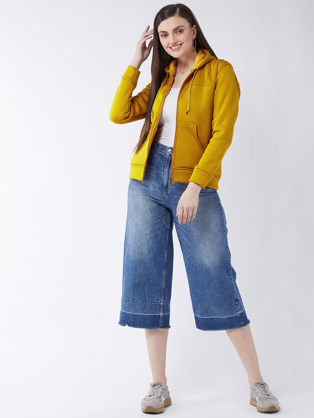 PIVL Women Solid Hooded Jacket For Winter