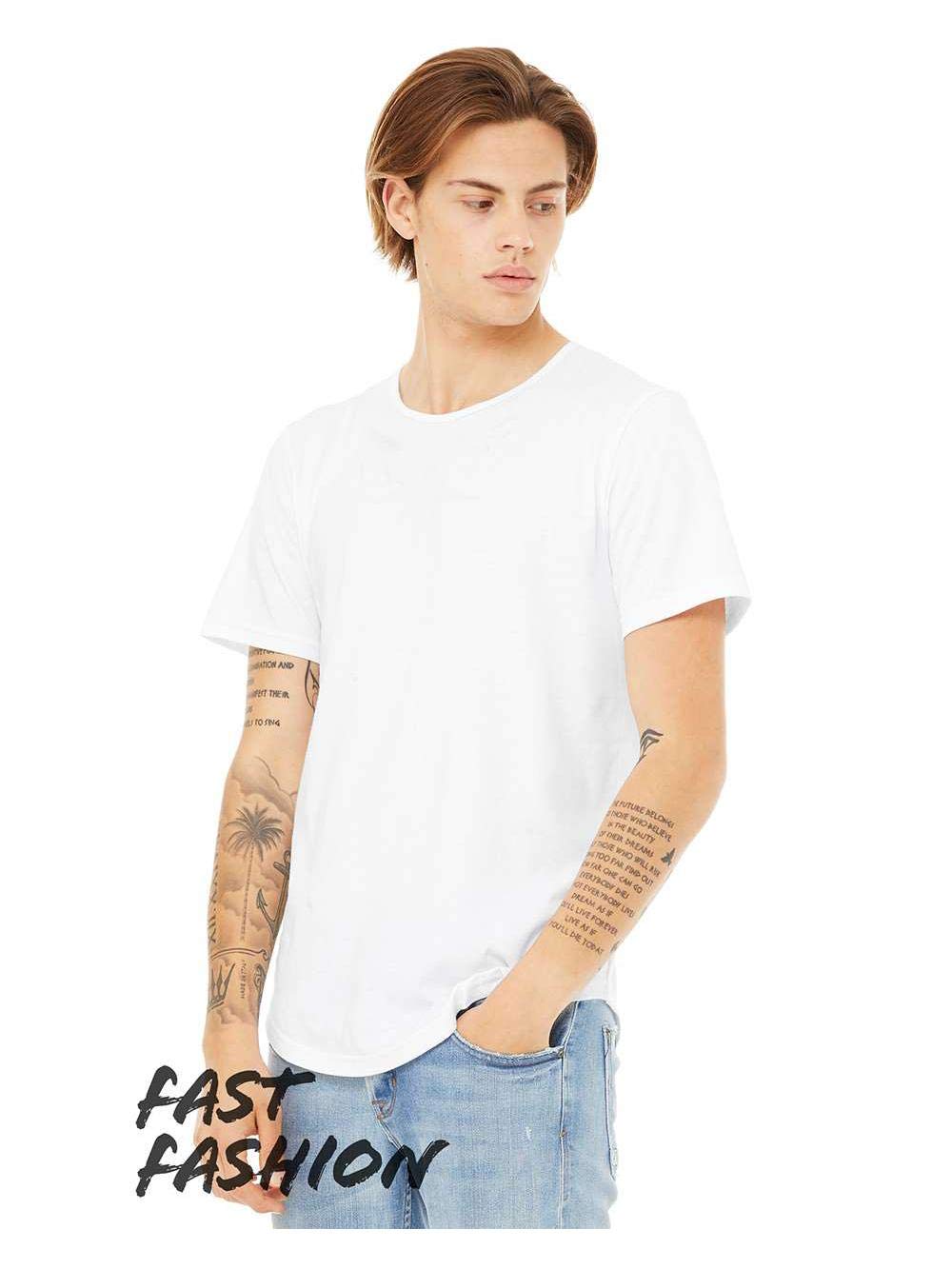 FWD Fashion Mens curved Hem Short Sleeve T-Shirt - WHITE - S(D0102H7KA7P)