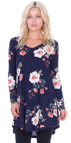 Popana Womens Long Sleeve Tunic Tops to Wear With Leggings Loose Fit Plus Size Dressy Casual Floral Small ST94