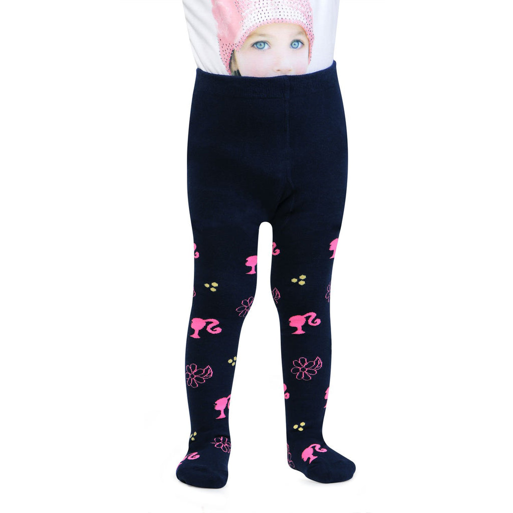Bonjour Girls Cotton Tights (BRO4059-Navy-Pink_3(2-4) Year_Navy 2-4 Y)