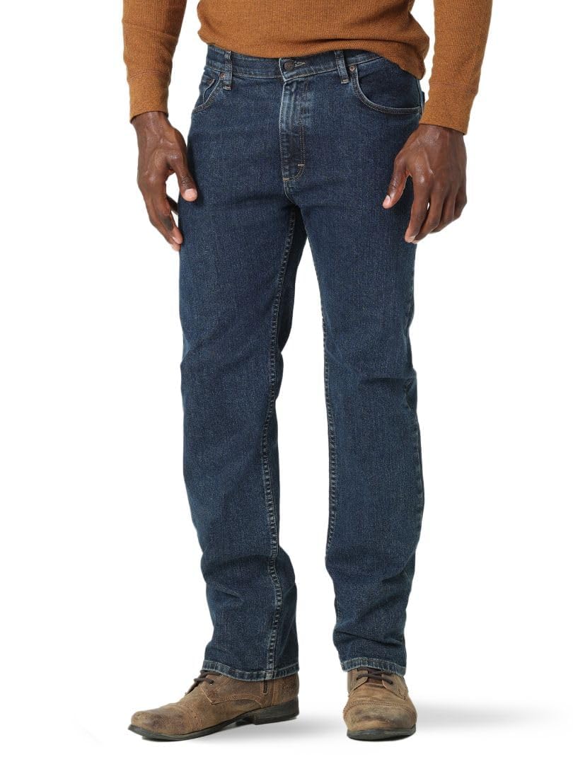 Wrangler Authentics Men's Regular Fit Comfort Flex Waist Jean, Dark Stonewash, 34W x 34L