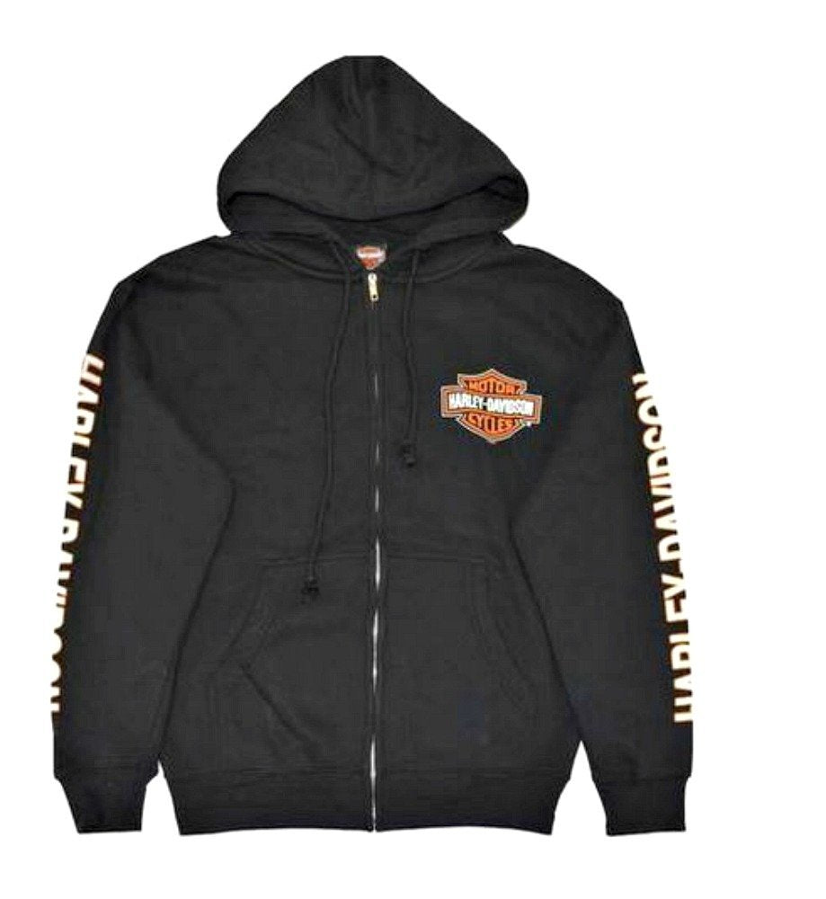 Harley-Davidson Men's Hooded Sweatshirt, Bar & Shield Zip, Black 30299142 (3XL)