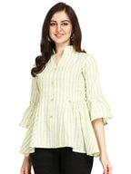 OM SAI LATEST CREATION Women Striped Top with Half Sleeves for Office Wear, Casual Wear, Under 399 Top for Women/Girls Top (Smal
