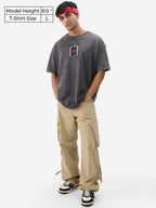 The Souled Store Official Deadpool: No More Calm Men and Boys Short Sleeve Round Neck Grey Cotton Oversize Fit T-Shirt
