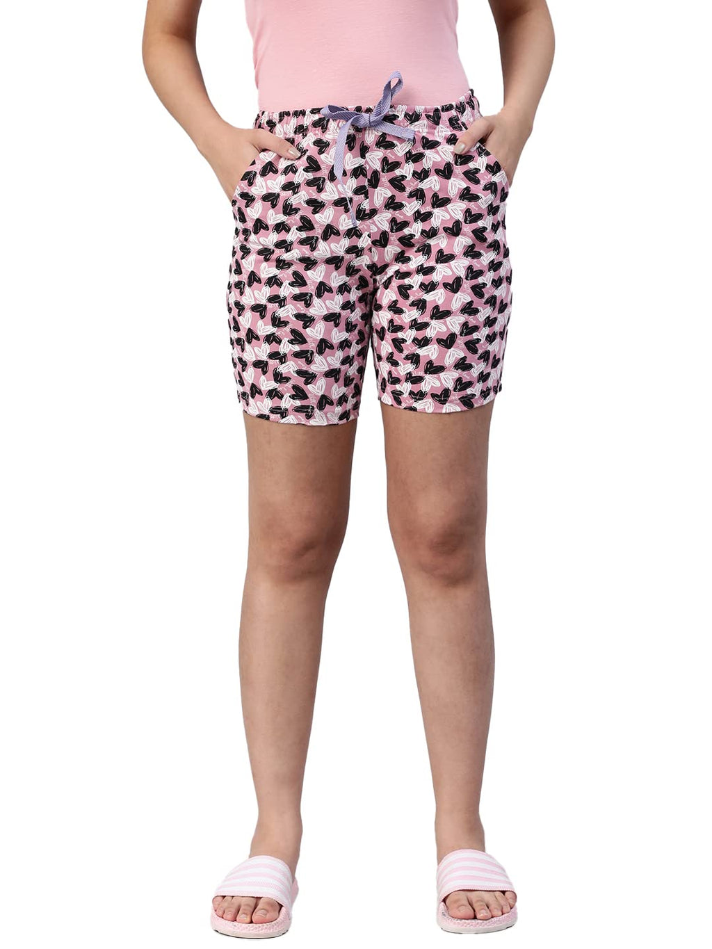 Lyra Pure Cotton Printed Night Shorts For Women