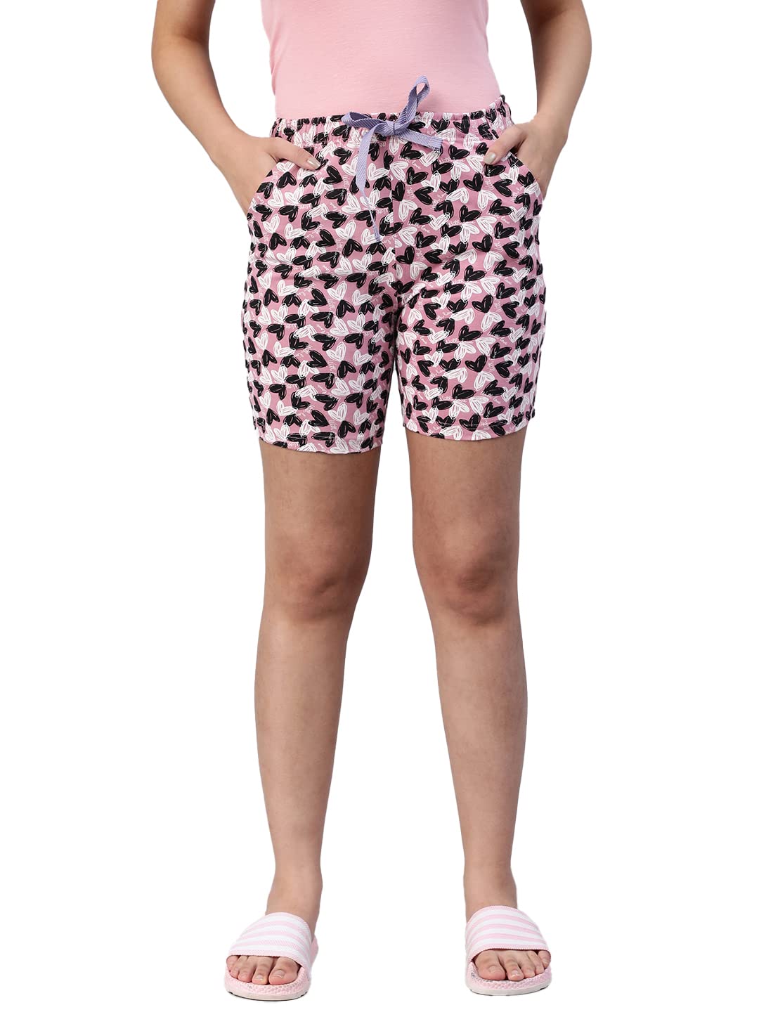 Lyra Pure Cotton Printed Night Shorts For Women