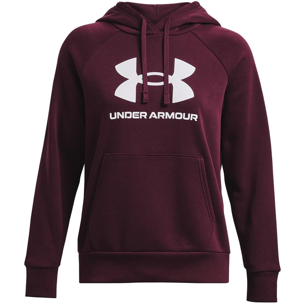 Under Armour Womens Rival Fleece Big Logo Hoodie, (600) Dark Maroon / / White, X-Small