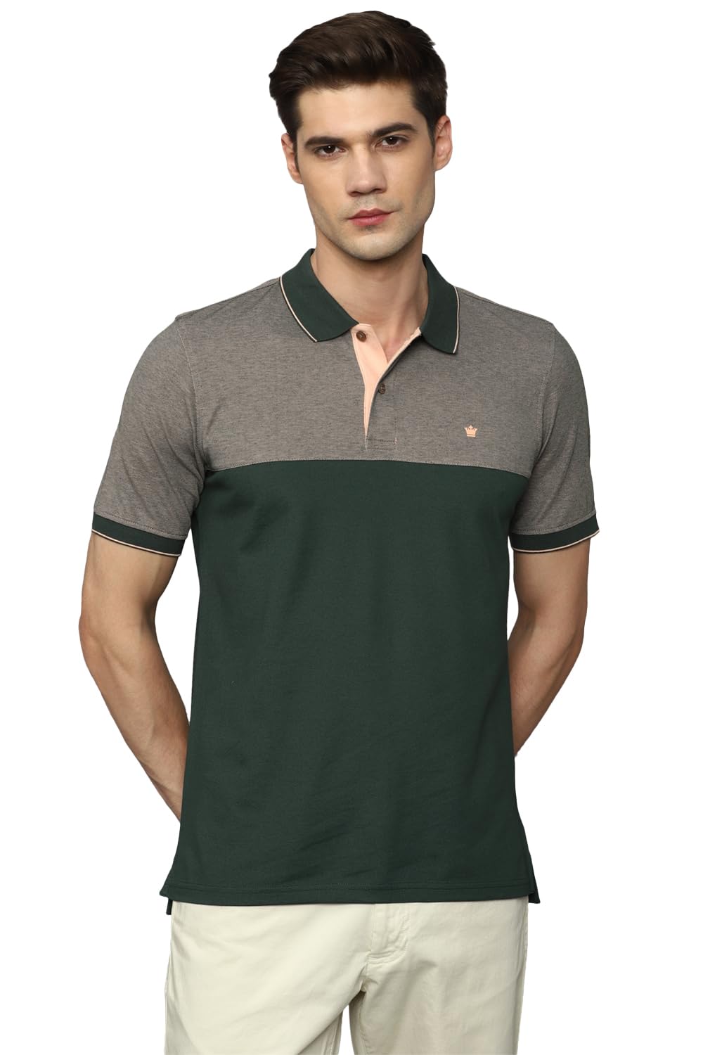 Louis Philippe MenS Cotton Regular Fit T-Shirt (Lpkpmrgft35176_Green, Medium