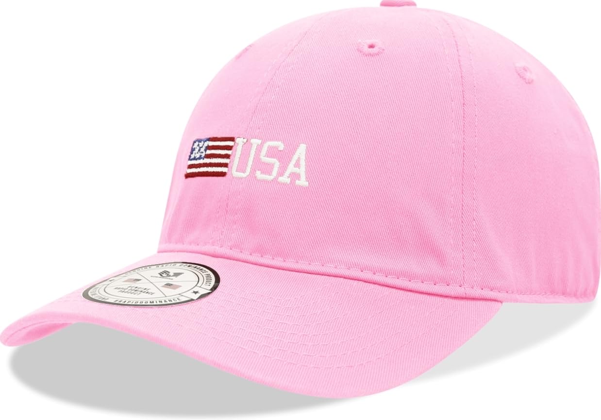 Relaxed Graphic Cap, Side US Flag, Pink