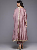 Varanga WomenS Mauve Zari Embroidered Sequins Embellished Anarkali Kurta With Bottom And Dupatta