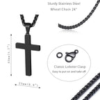 P. BLAKE Cross Necklace for Men Boys, Stainless Steel Mens Cross Pendant Chain Christian Religious Jewelry Valentine Christmas G