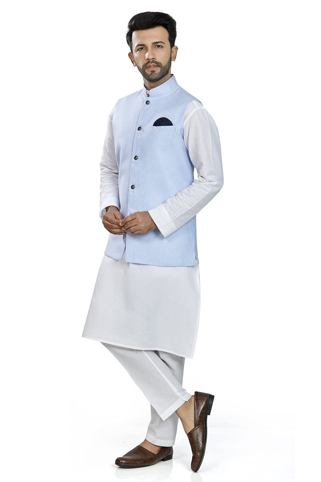 BE ACTIVE Mens Linen Blend Nehru Jacket With Mandarin Collar || Ethnic Koti For Men || Men Koti Formal|| Men Koti Wedding (RFKT